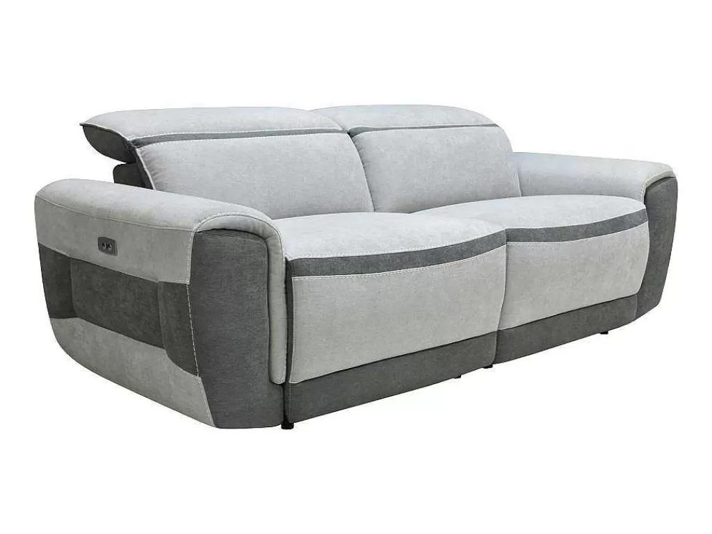 Conjunto Sofá E Poltrona*Vente-unique Sofá De 3 Lugares E Poltrona Articulados Eletricos Tecido Cinzento-Claro - Orietto