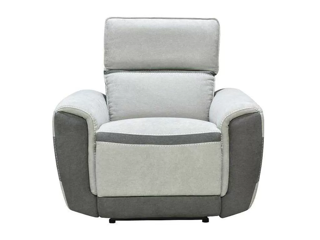 Conjunto Sofá E Poltrona*Vente-unique Sofá De 3 Lugares E Poltrona Articulados Eletricos Tecido Cinzento-Claro - Orietto