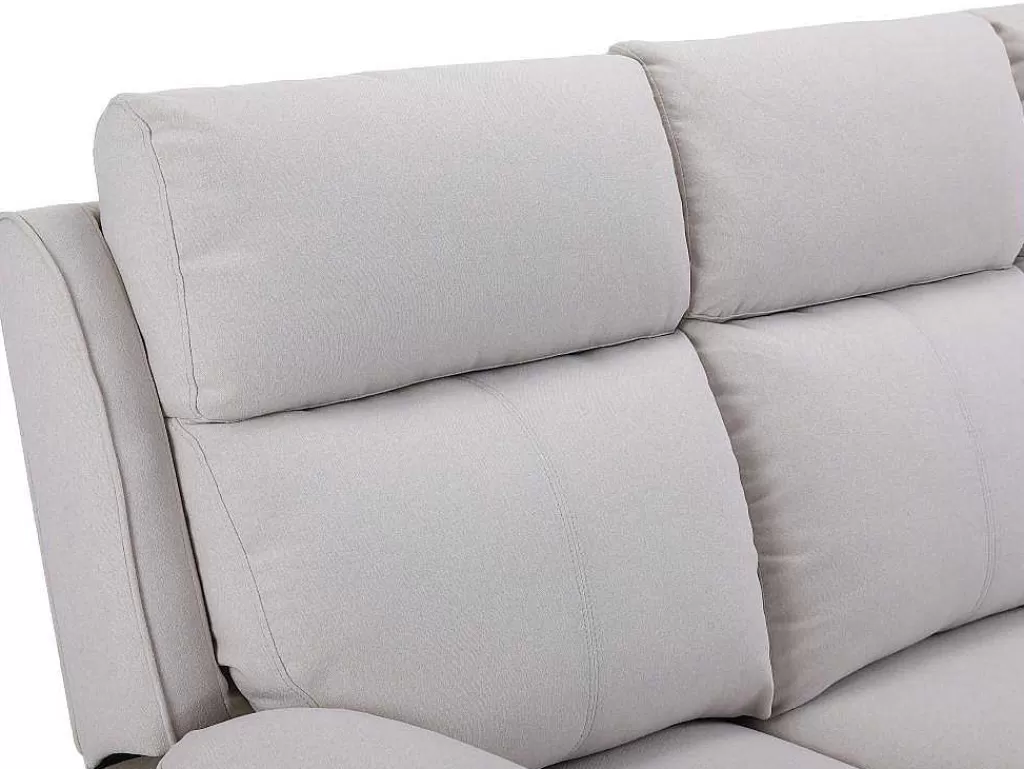 Conjunto Sofá E Poltrona*Vente-unique Sofá De 3 Lugares E Poltrona Articulados Em Tecido Bege - Lana