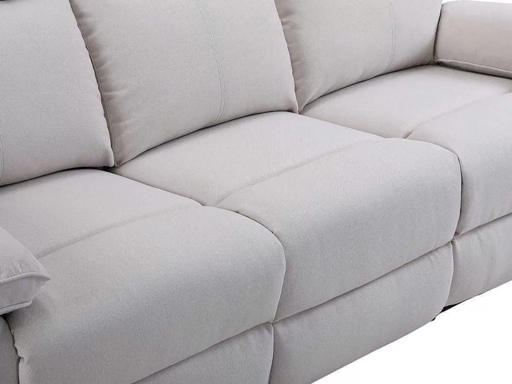 Conjunto Sofá E Poltrona*Vente-unique Sofá De 3 Lugares E Poltrona Articulados Em Tecido Bege - Lana