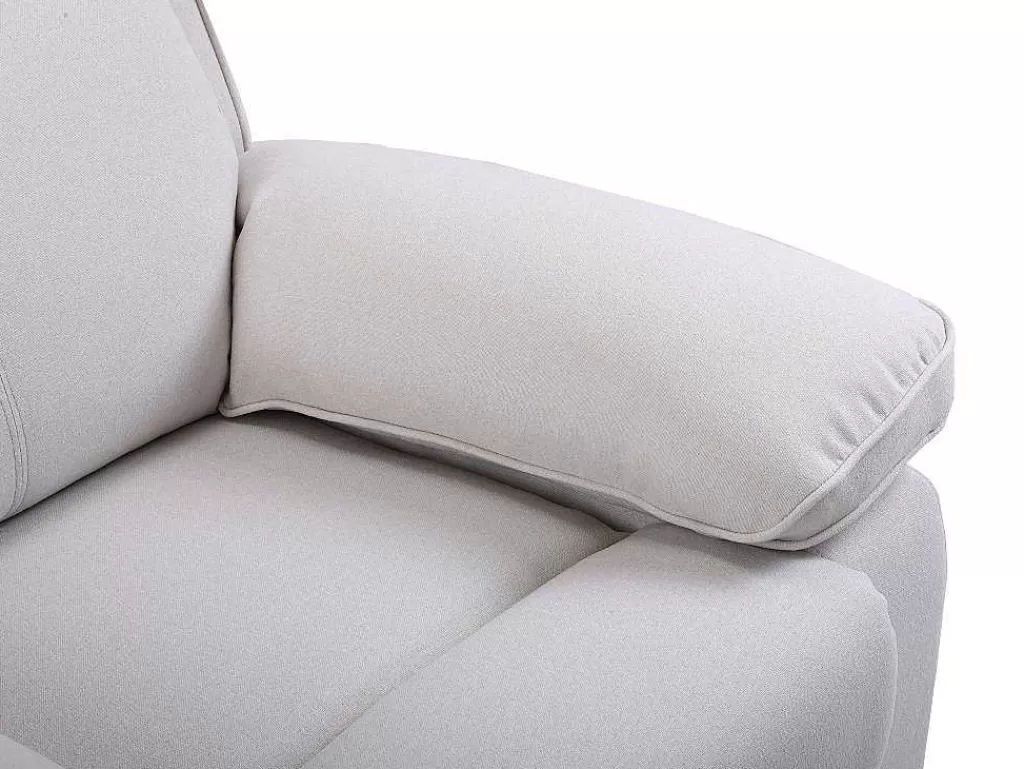 Conjunto Sofá E Poltrona*Vente-unique Sofá De 3 Lugares E Poltrona Articulados Em Tecido Bege - Lana