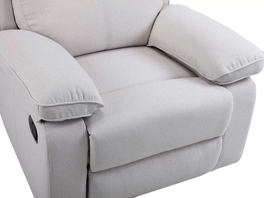Conjunto Sofá E Poltrona*Vente-unique Sofá De 3 Lugares E Poltrona Articulados Em Tecido Bege - Lana