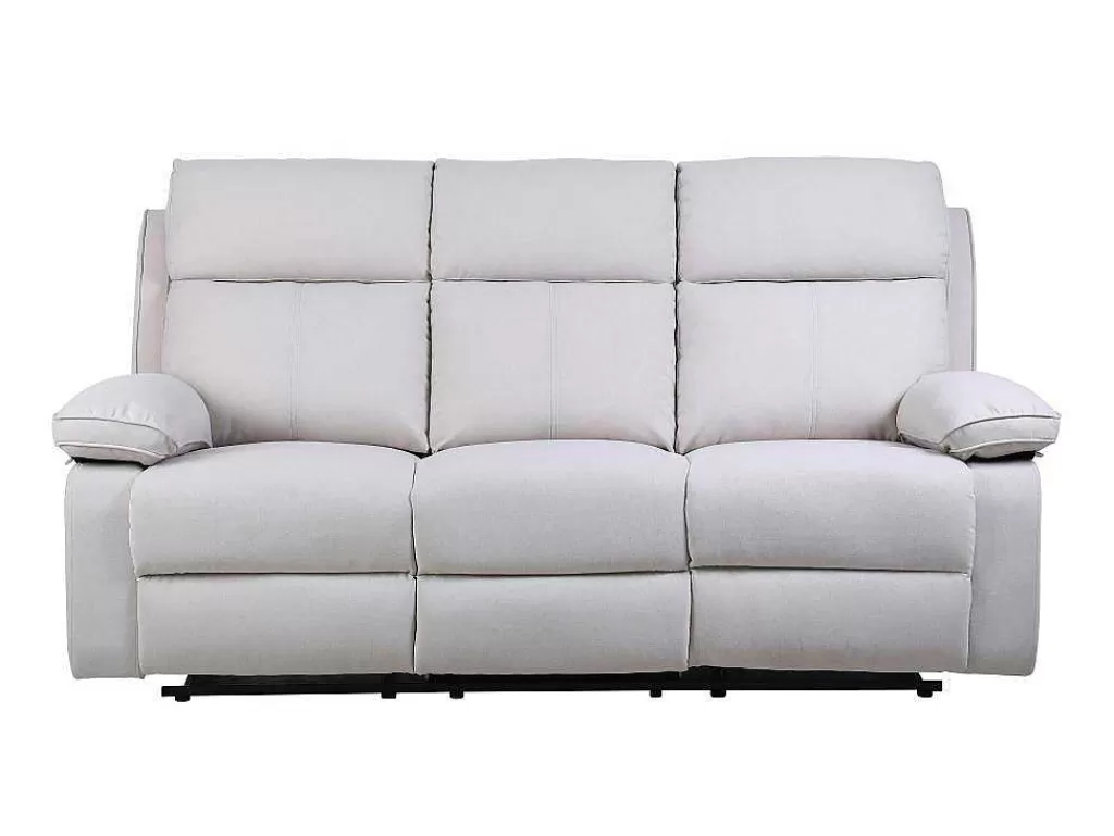 Conjunto Sofá E Poltrona*Vente-unique Sofá De 3 Lugares E Poltrona Articulados Em Tecido Bege - Lana