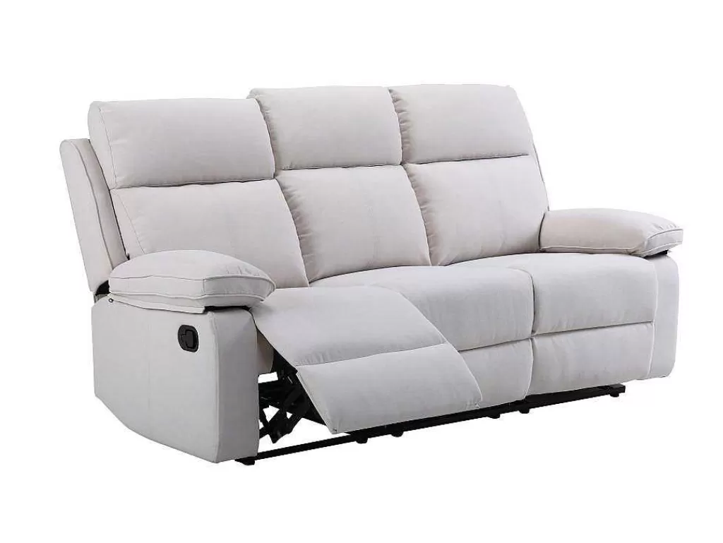 Conjunto Sofá E Poltrona*Vente-unique Sofá De 3 Lugares E Poltrona Articulados Em Tecido Bege - Lana
