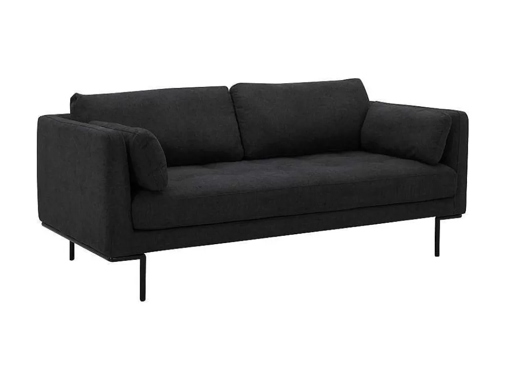 Conjunto Sofá E Poltrona*Maison Céphy Sofá De 3 Lugares E Poltrona Em Tecido Antracite E Pés Em Metal - Isabella