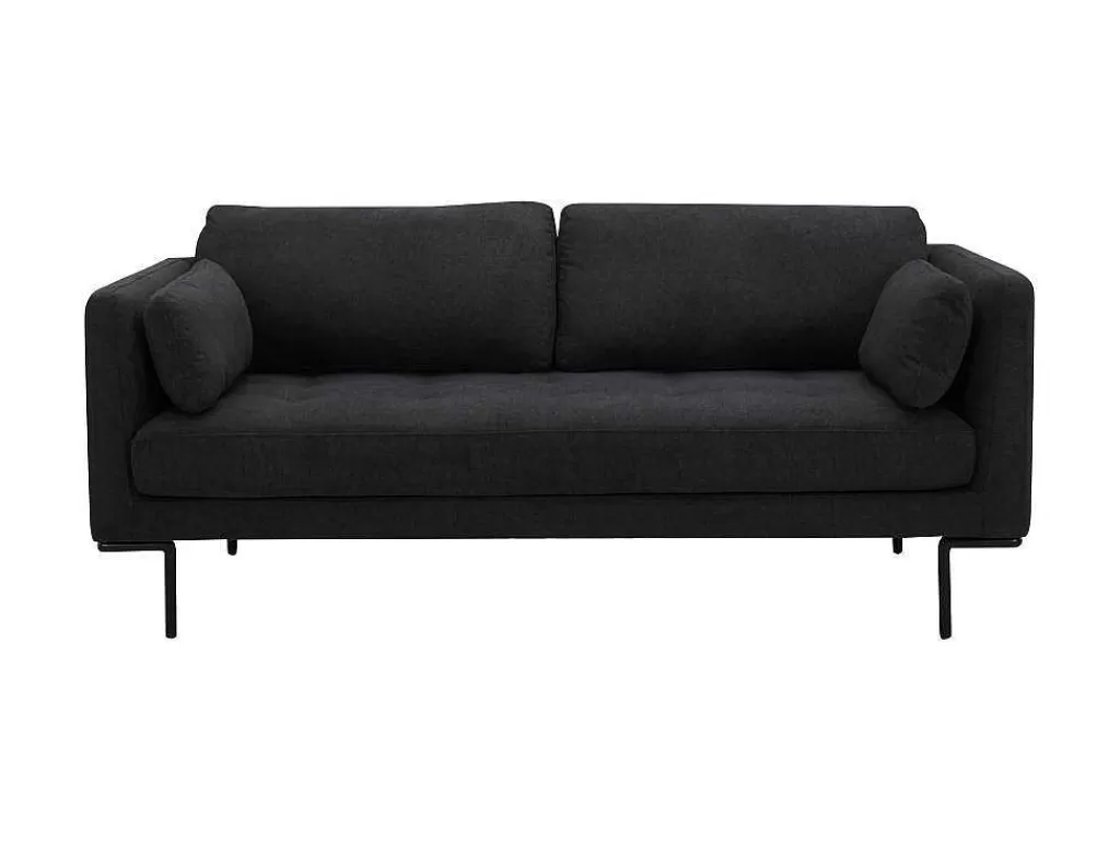 Conjunto Sofá E Poltrona*Maison Céphy Sofá De 3 Lugares E Poltrona Em Tecido Antracite E Pés Em Metal - Isabella
