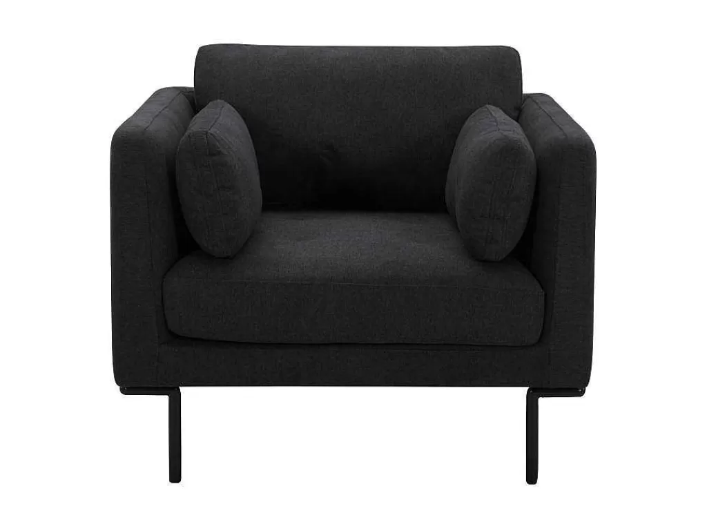 Conjunto Sofá E Poltrona*Maison Céphy Sofá De 3 Lugares E Poltrona Em Tecido Antracite E Pés Em Metal - Isabella