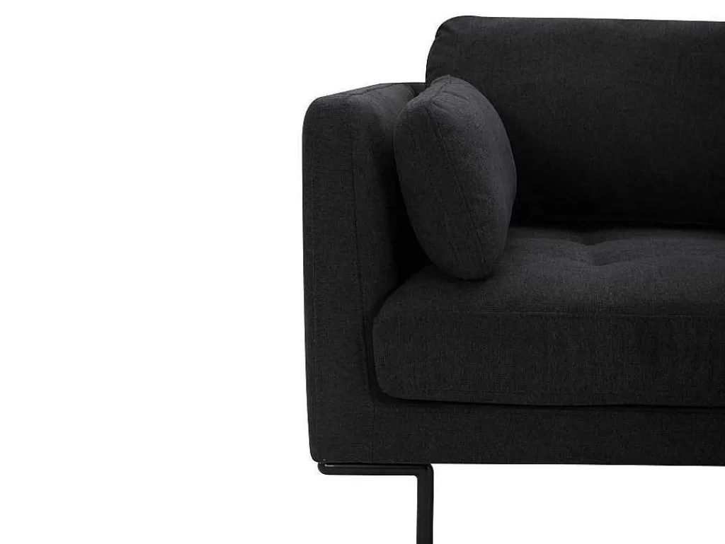 Conjunto Sofá E Poltrona*Maison Céphy Sofá De 3 Lugares E Poltrona Em Tecido Antracite E Pés Em Metal - Isabella