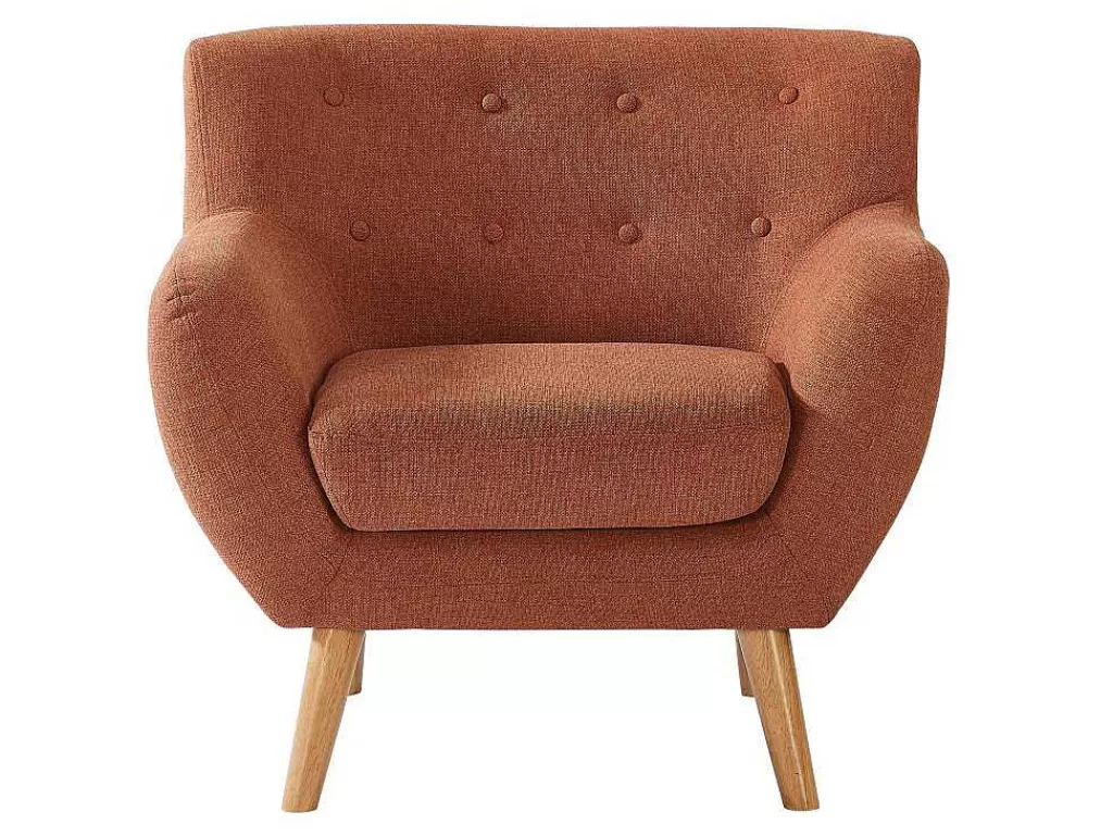Conjunto Sofá E Poltrona*Vente-unique Sofá De 3 Lugares E Poltrona Em Tecido Laranja - Serti Ii