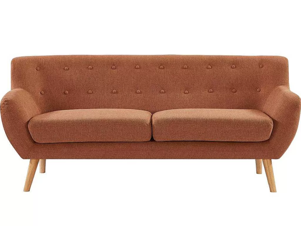 Conjunto Sofá E Poltrona*Vente-unique Sofá De 3 Lugares E Poltrona Em Tecido Laranja - Serti Ii