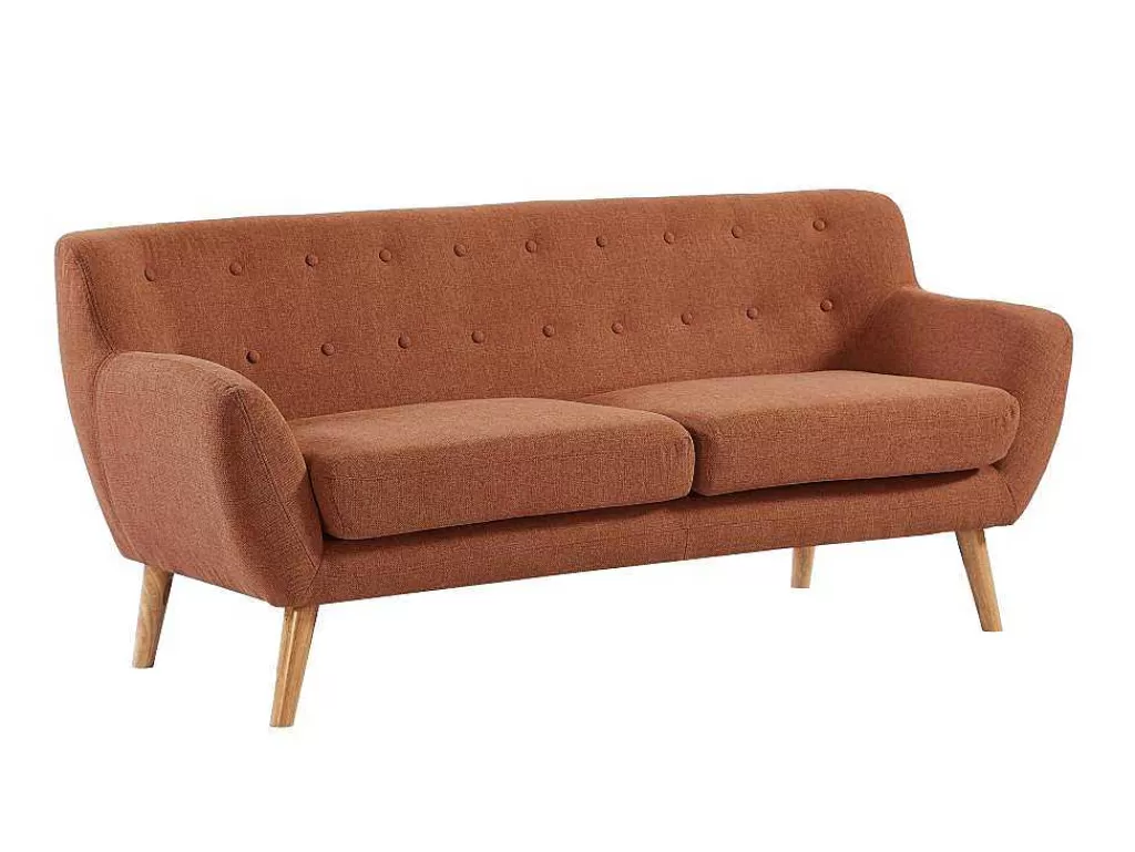 Conjunto Sofá E Poltrona*Vente-unique Sofá De 3 Lugares E Poltrona Em Tecido Laranja - Serti Ii