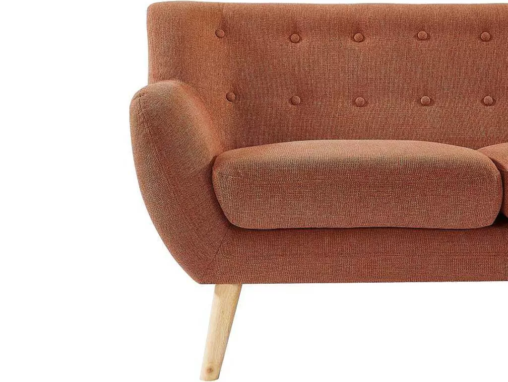 Conjunto Sofá E Poltrona*Vente-unique Sofá De 3 Lugares E Poltrona Em Tecido Laranja - Serti Ii
