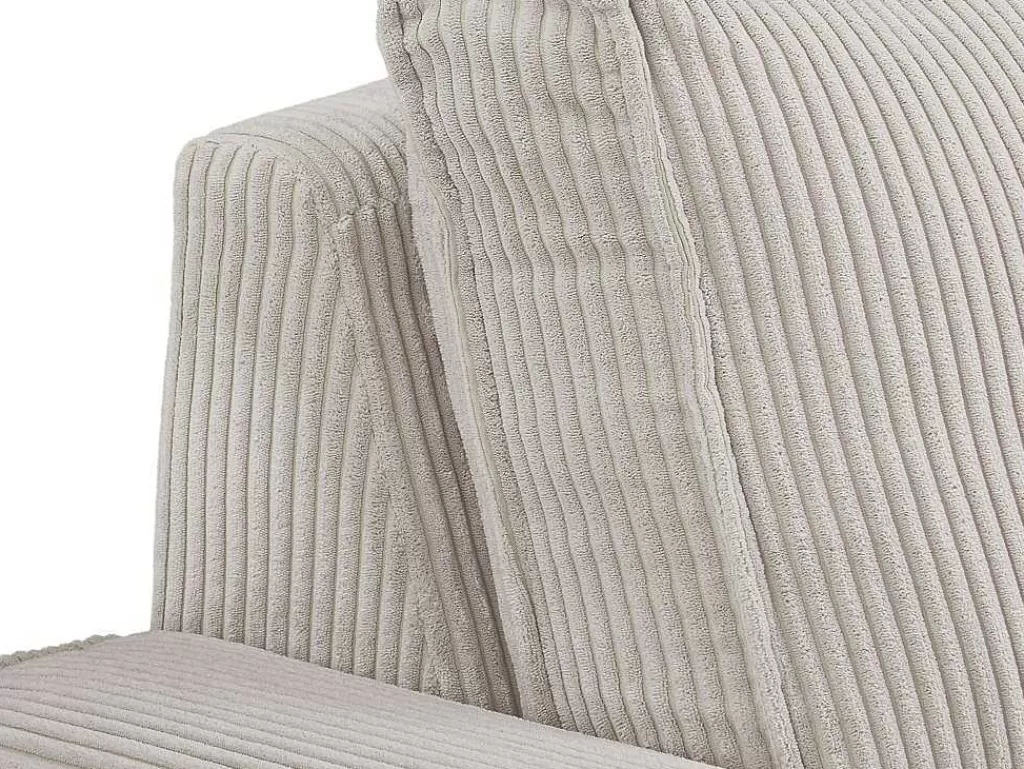 Conjunto Sofá E Poltrona*Vente-unique Sofá De 3 Lugares E Poltrona Em Veludo Canelado Bege - Amelio