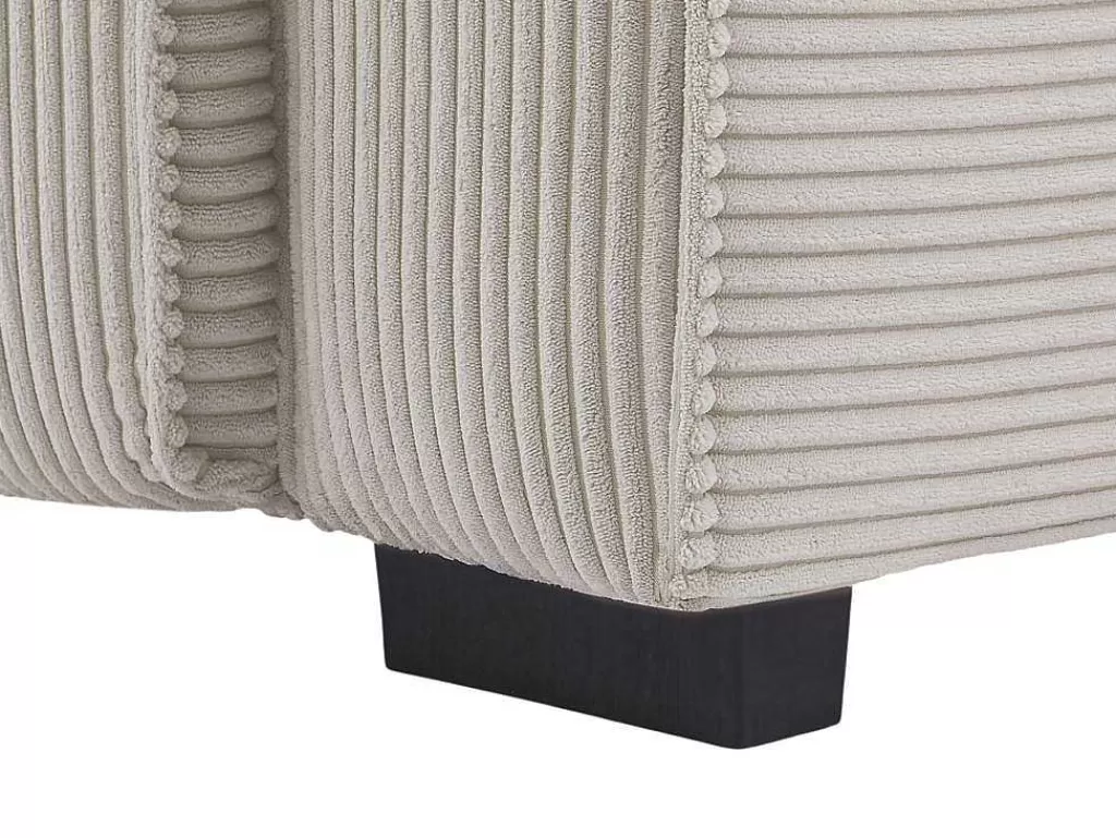 Conjunto Sofá E Poltrona*Vente-unique Sofá De 3 Lugares E Poltrona Em Veludo Canelado Bege - Amelio