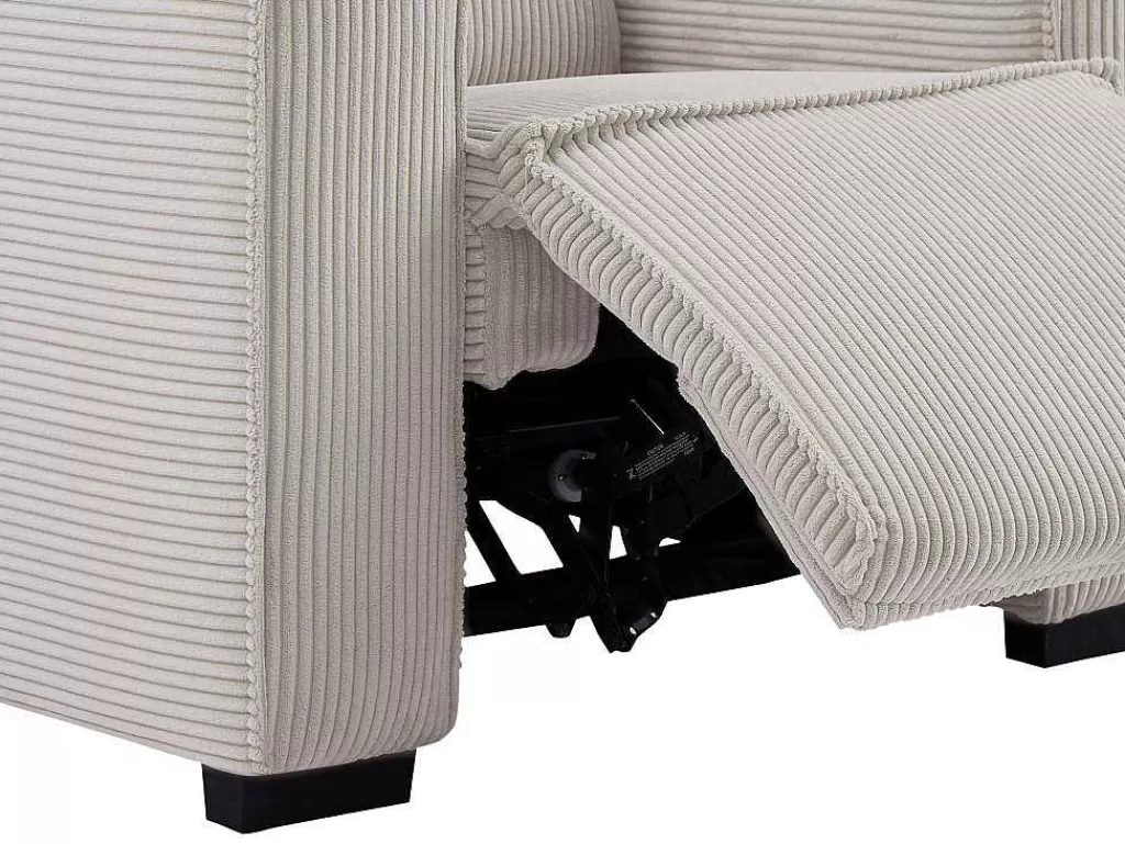 Conjunto Sofá E Poltrona*Vente-unique Sofá De 3 Lugares E Poltrona Em Veludo Canelado Bege - Amelio