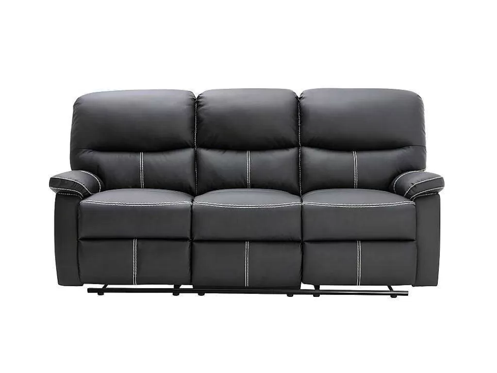 Conjunto Sofá E Poltrona*Vente-unique Sofá De 3 Lugares E Poltrona Relax Em Pele Sintética Cor Preto - Canby
