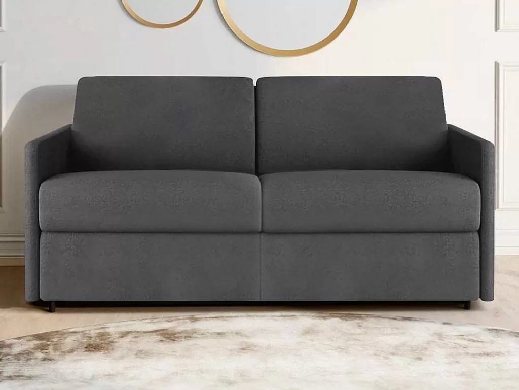 Sofá Cama De Abertura Rapida*Vente-unique Sofá De 3 Lugares Rapidamente Convertivel Em Cama Em Tecido Cinzento - Cama De 140 Cm E Colchão De 18 Cm - Calife