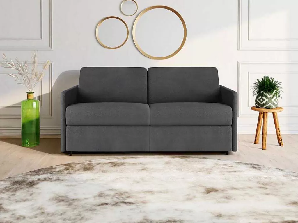 Sofá Cama De Abertura Rapida*Vente-unique Sofá De 3 Lugares Rapidamente Convertivel Em Cama Em Tecido Cinzento - Cama De 140 Cm E Colchão De 18 Cm - Calife