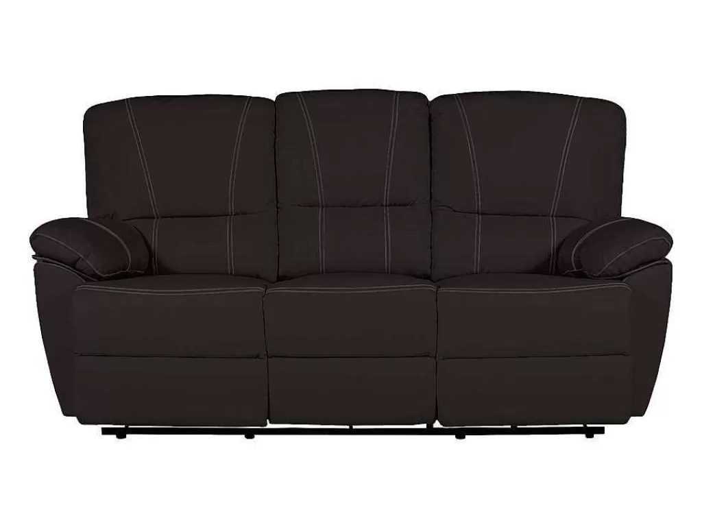 Sofá De Relaxamento Eletrico*Vente-unique Sofá De 3 Lugares Relax Electrico Em Pele Castanho - Marcis