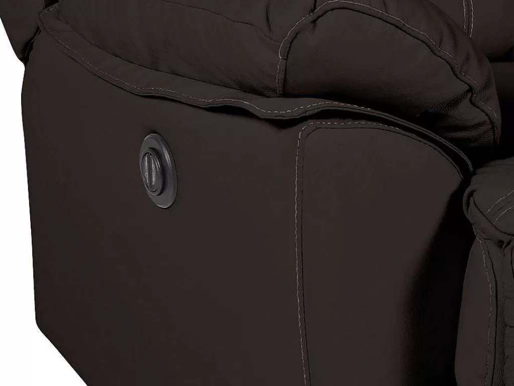 Sofá De Relaxamento Eletrico*Vente-unique Sofá De 3 Lugares Relax Electrico Em Pele Castanho - Marcis