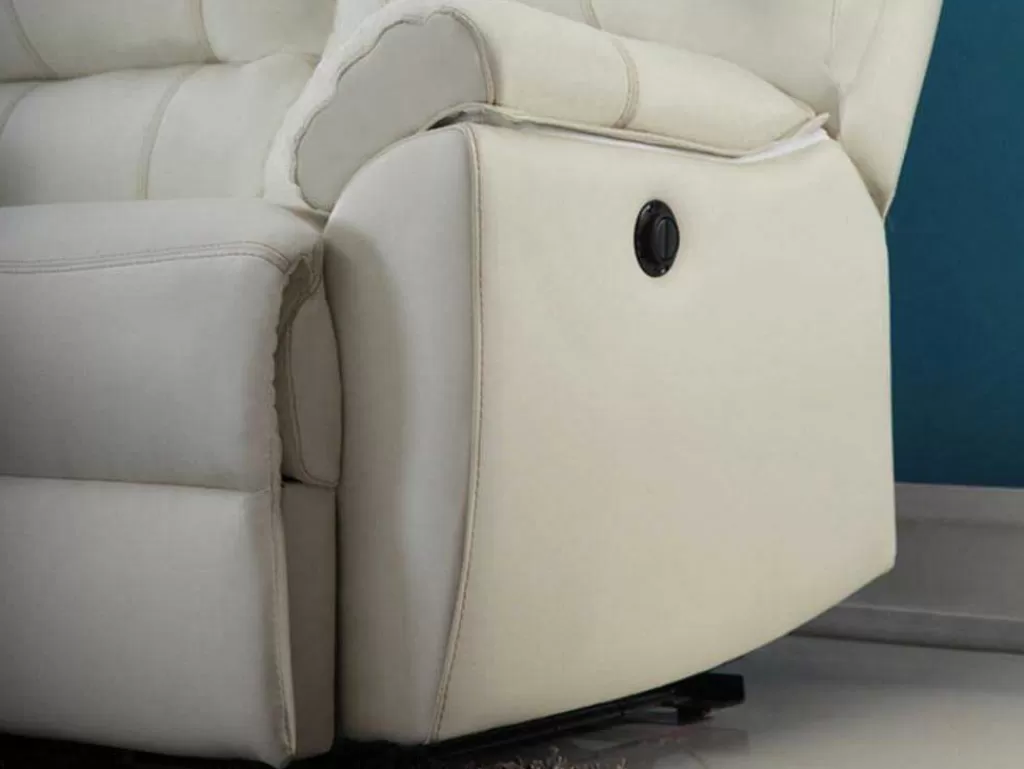 Promoções Sofás & Poltronas*Vente-unique Sofá De 3 Lugares Relax Electrico Em Pele Marfim - Marcis