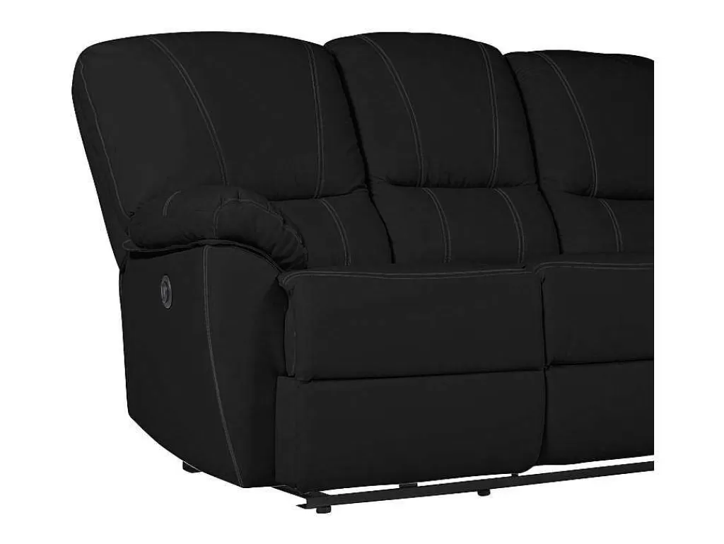 Sofá De Relaxamento Eletrico*Vente-unique Sofá De 3 Lugares Relax Eletrico Em Pele Preto - Marcis