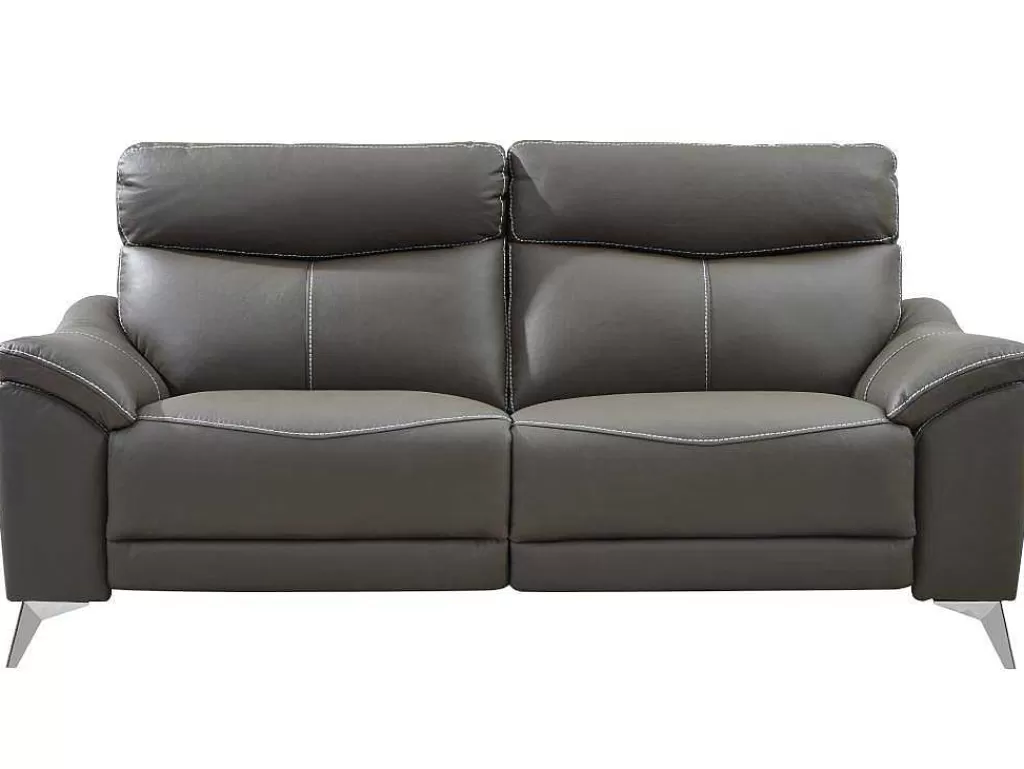 Sofá De Relaxamento Eletrico*Vente-unique Sofá De 3 Lugares Relax Eletrico Em Pele Taupe - Metronomya