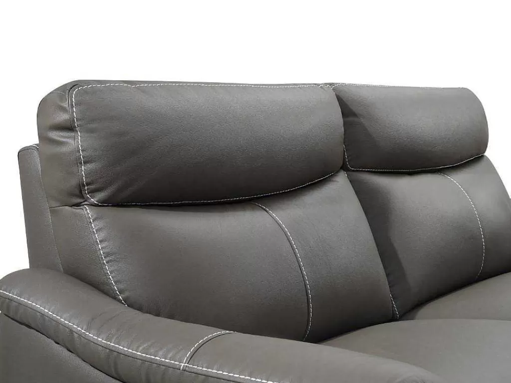 Sofá De Relaxamento Eletrico*Vente-unique Sofá De 3 Lugares Relax Eletrico Em Pele Taupe - Metronomya