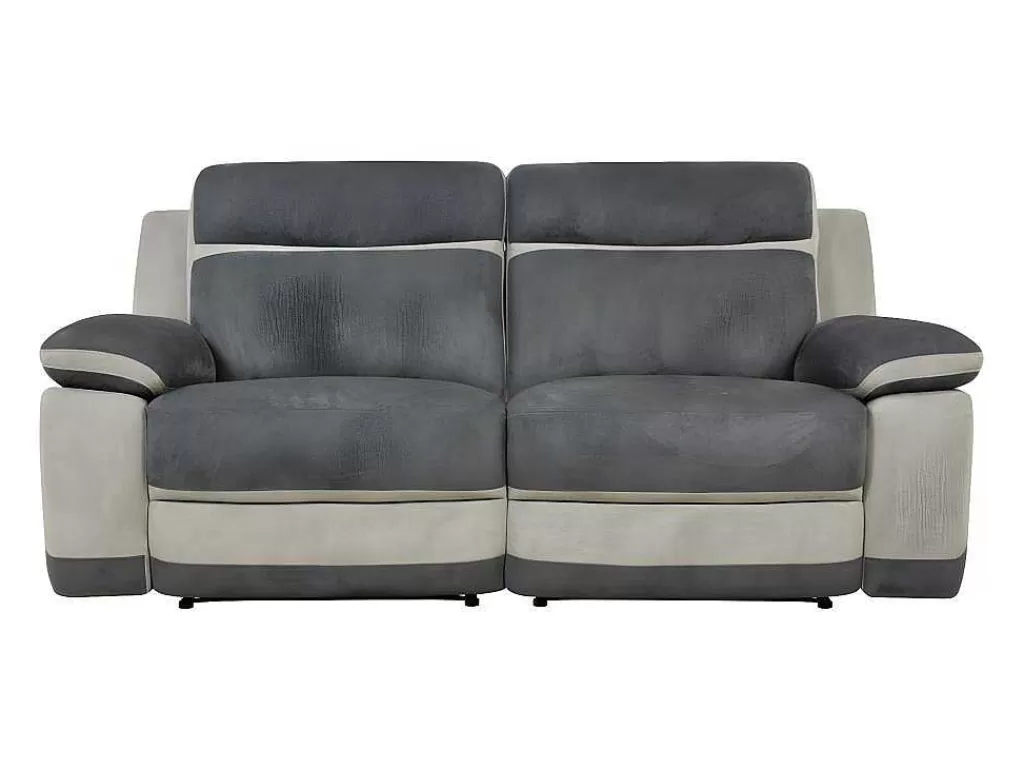 Sofá De Relaxamento Manual*Vente-unique Sofá De 3 Lugares Relax Em Microfibra Antracite E Cinzento-Claro - Talca