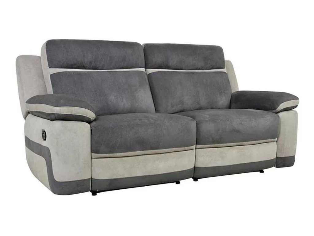Sofá De Relaxamento Manual*Vente-unique Sofá De 3 Lugares Relax Em Microfibra Antracite E Cinzento-Claro - Talca