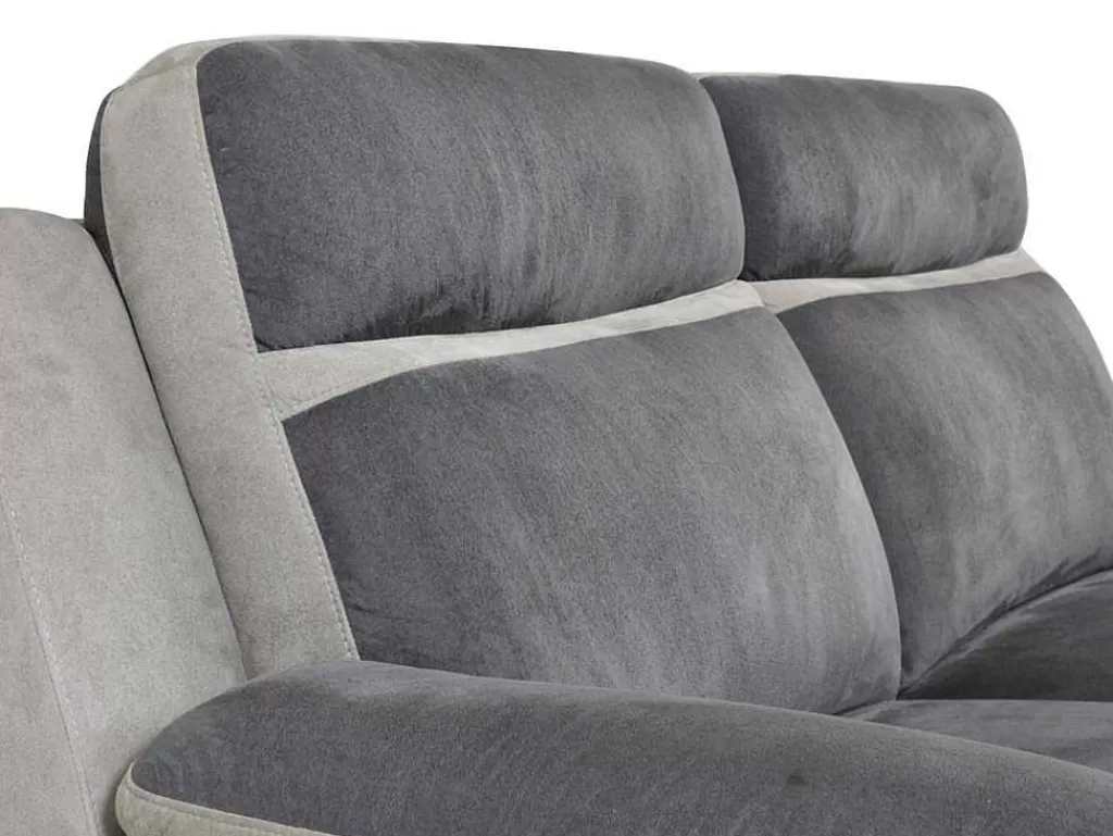 Sofá De Relaxamento Manual*Vente-unique Sofá De 3 Lugares Relax Em Microfibra Antracite E Cinzento-Claro - Talca