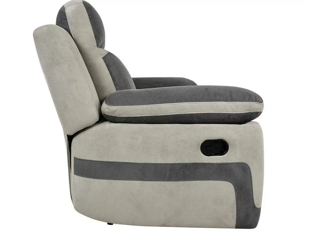 Sofá De Relaxamento Manual*Vente-unique Sofá De 3 Lugares Relax Em Microfibra Antracite E Cinzento-Claro - Talca