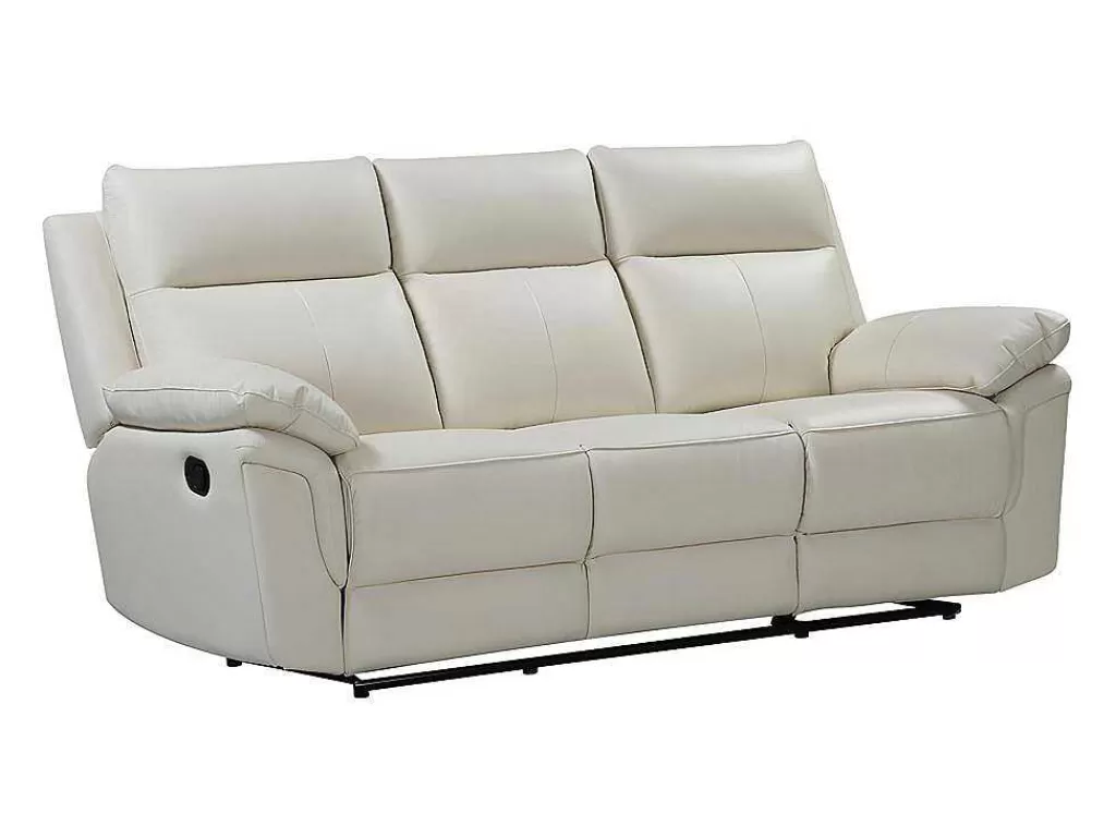 Sofá De 2 Ou 3 Lugares*Vente-unique Sofá De 3 Lugares Relax Em Pele De Bufalo Marfim - Pakita
