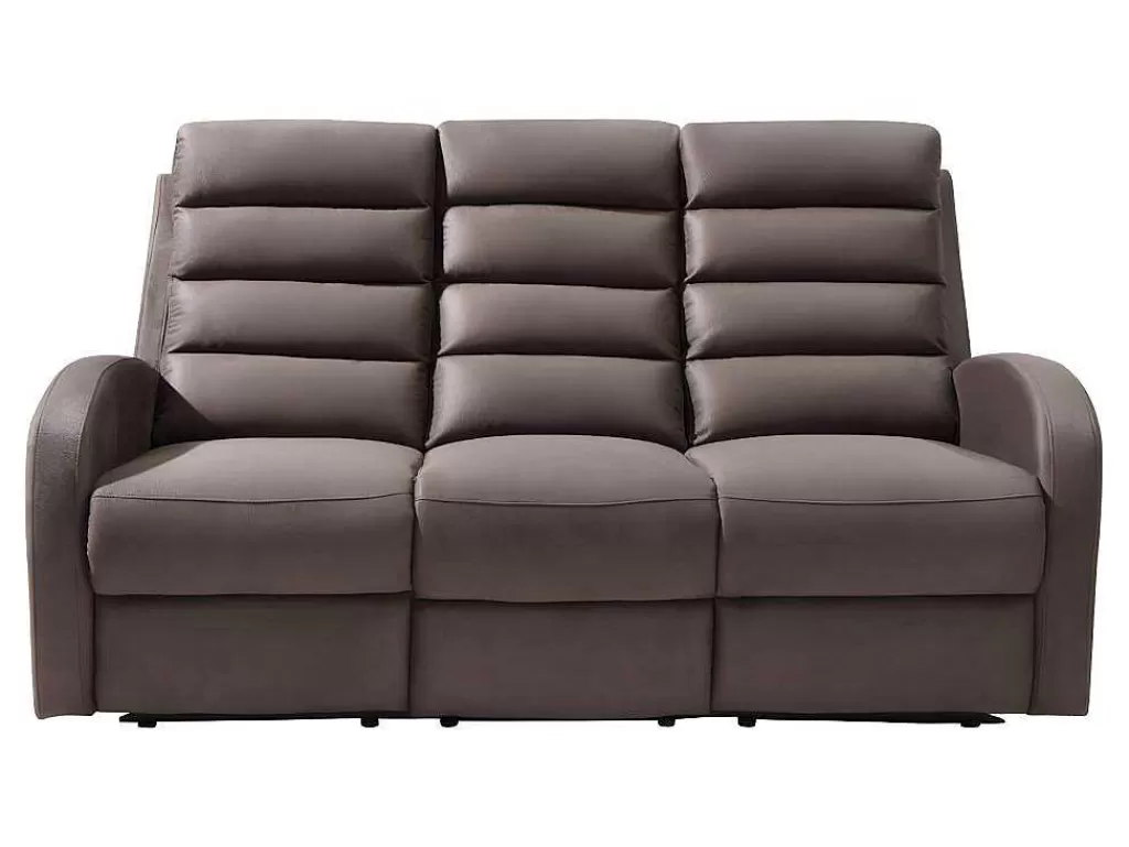 Sofá De Relaxamento Manual*Vente-unique Sofá De 3 Lugares Relax Em Tecido Castanho - Giorgia