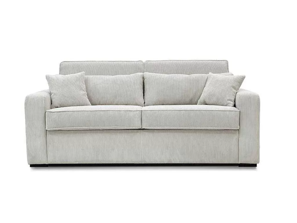 Sofá Cama De Abertura Rapida*Vente-unique Sofá De 4 Lugares Convertivel Abertura Rapida Tecido Creme, Cama De 160 Cm, Colchão De 18 Cm - Mondovi