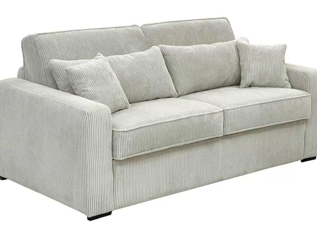 Sofá Cama De Abertura Rapida*Vente-unique Sofá De 4 Lugares Convertivel Abertura Rapida Tecido Creme, Cama De 160 Cm, Colchão De 18 Cm - Mondovi