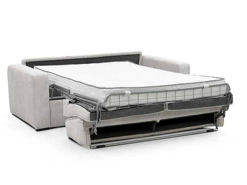 Sofá Cama De Abertura Rapida*Vente-unique Sofá De 4 Lugares Convertivel Abertura Rapida Tecido Creme, Cama De 160 Cm, Colchão De 18 Cm - Mondovi