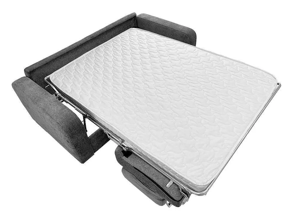 Sofá Cama De Abertura Rapida*Vente-unique Sofá De 4 Lugares Convertivel Abertura Rapida Tecido Matizado Cinza Antracite, Cama 160 Cm E Colchão 14 Cm - Bevis