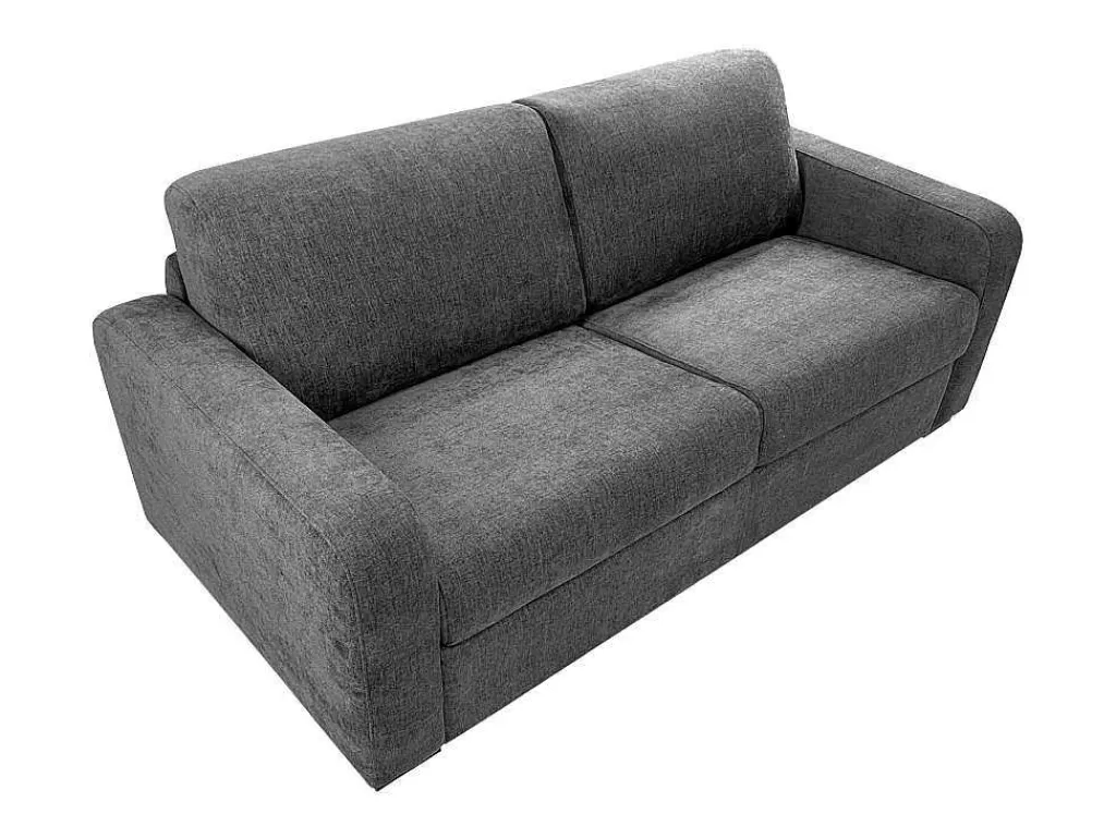 Sofá Cama De Abertura Rapida*Vente-unique Sofá De 4 Lugares Convertivel Abertura Rapida Tecido Matizado Cinza Antracite, Cama 160 Cm E Colchão 14 Cm - Bevis