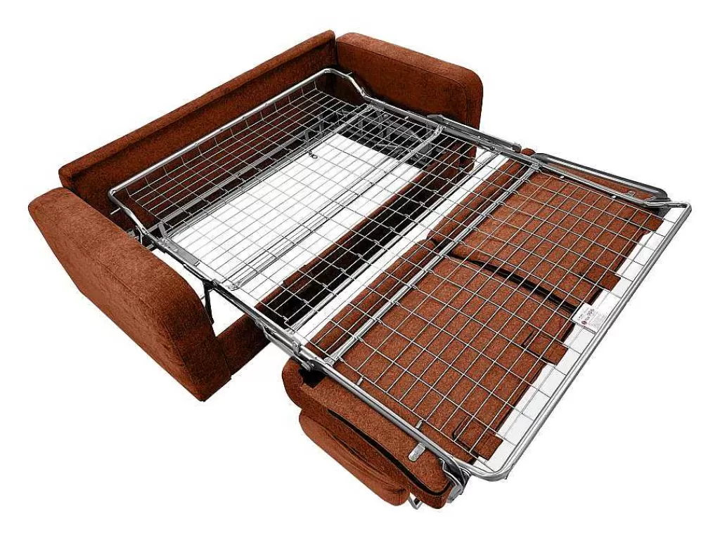 Sofá Cama De Abertura Rapida*Vente-unique Sofá De 4 Lugares Convertivel Abertura Rapida Tecido Matizado Terracota, Cama 160 Cm E Colchão 14 Cm - Bevis