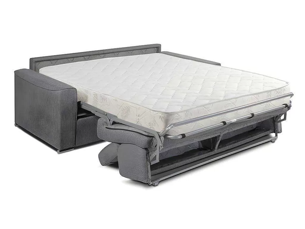 Sofá Cama De Abertura Rapida*Vente-unique Sofá De 4 Lugares Convertivel De Abertura Rapida Em Tecido Vizir - Bege - Cama De Ripas Largas De 160 Cm - Colchão De 18 Cm