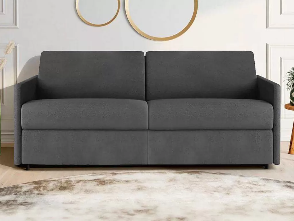 Sofá Cama De Abertura Rapida*Vente-unique Sofá De 4 Lugares Rapidamente Convertivel Em Cama Em Tecido Cinzento - Cama De 160 Cm E Colchão De 22Cm - Calife