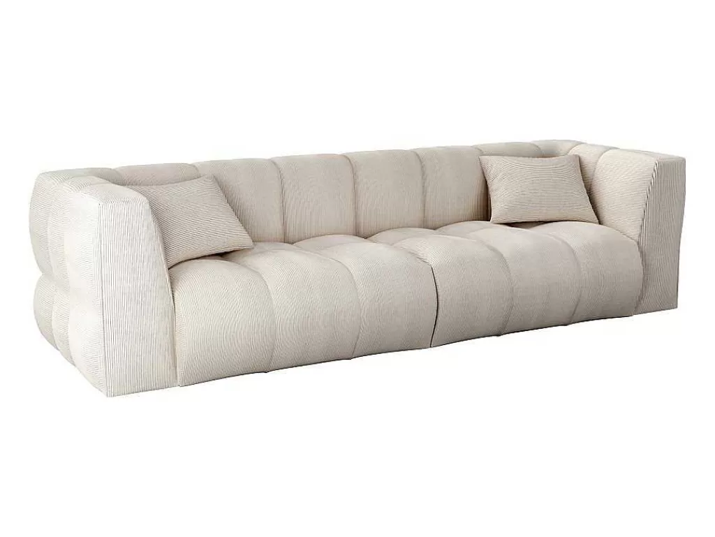 Sofá*Maison Céphy Sofá De 4 Lugares Veludo Canelado Bege - Naemia De Maison Cephy