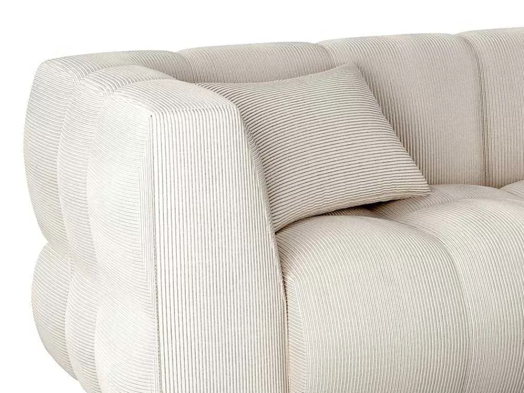 Sofá*Maison Céphy Sofá De 4 Lugares Veludo Canelado Bege - Naemia De Maison Cephy