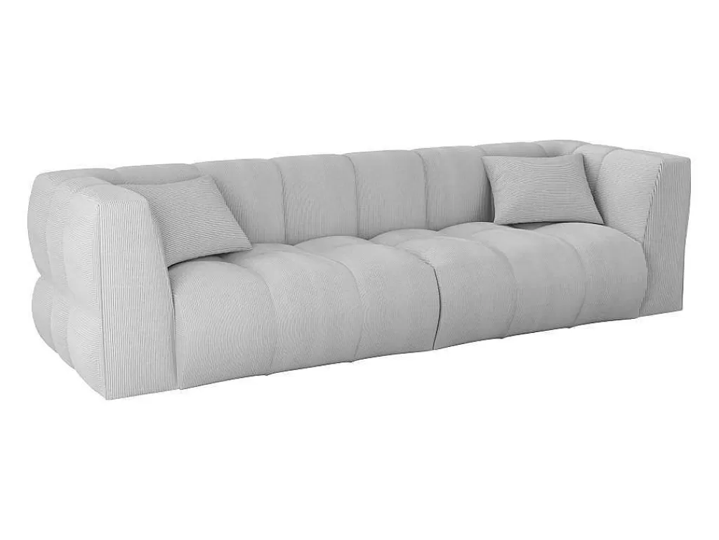 Sofá De 4 Lugares*Maison Céphy Sofá De 4 Lugares Veludo Canelado Cinza-Claro - Naemia De Maison Cephy