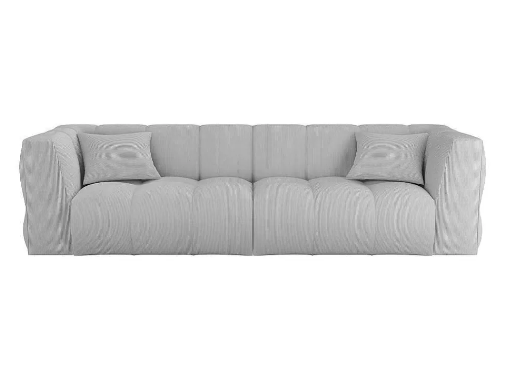 Sofá De 4 Lugares*Maison Céphy Sofá De 4 Lugares Veludo Canelado Cinza-Claro - Naemia De Maison Cephy