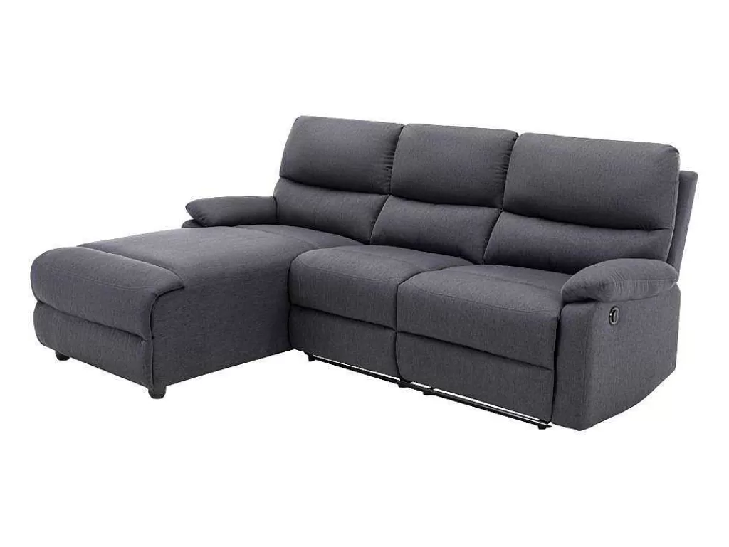 Sofá De Relaxamento Eletrico*Vente-unique Sofá De Canto Articulado Eletrico Em Tecido Cor Antracite De Canto Esquerdo - Lunano