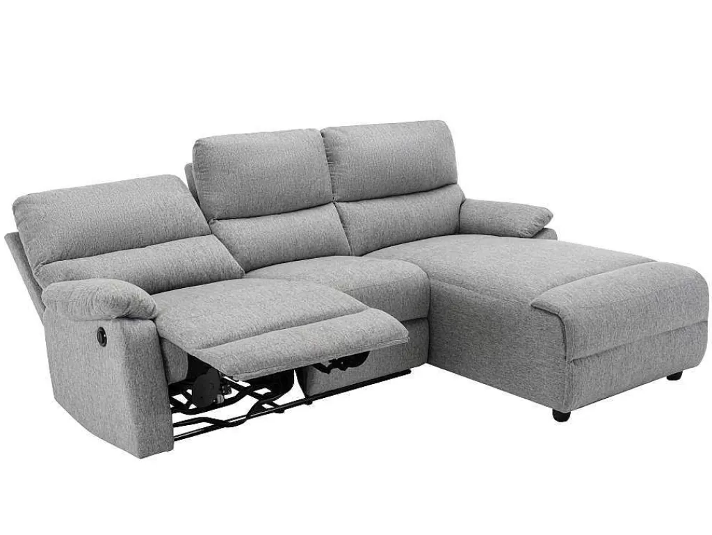 Sofá De Relaxamento Eletrico*Vente-unique Sofá De Canto Articulado Eletrico Em Tecido Cor Cinza-Claro De Canto Direito - Lunano