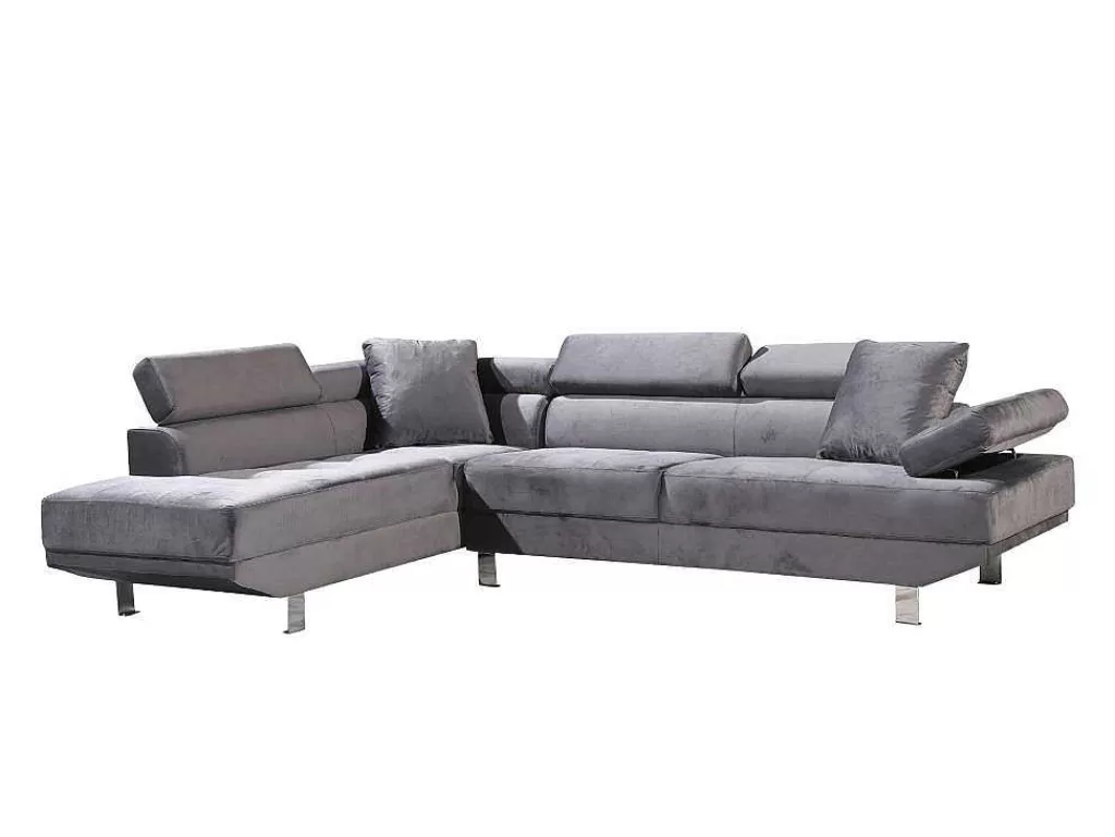 Sofá De Canto*Saldosystocks Sofá De Canto Chaise Longue Executive Cinza 262X190Cm Vista Frontal Lado Esquerdo