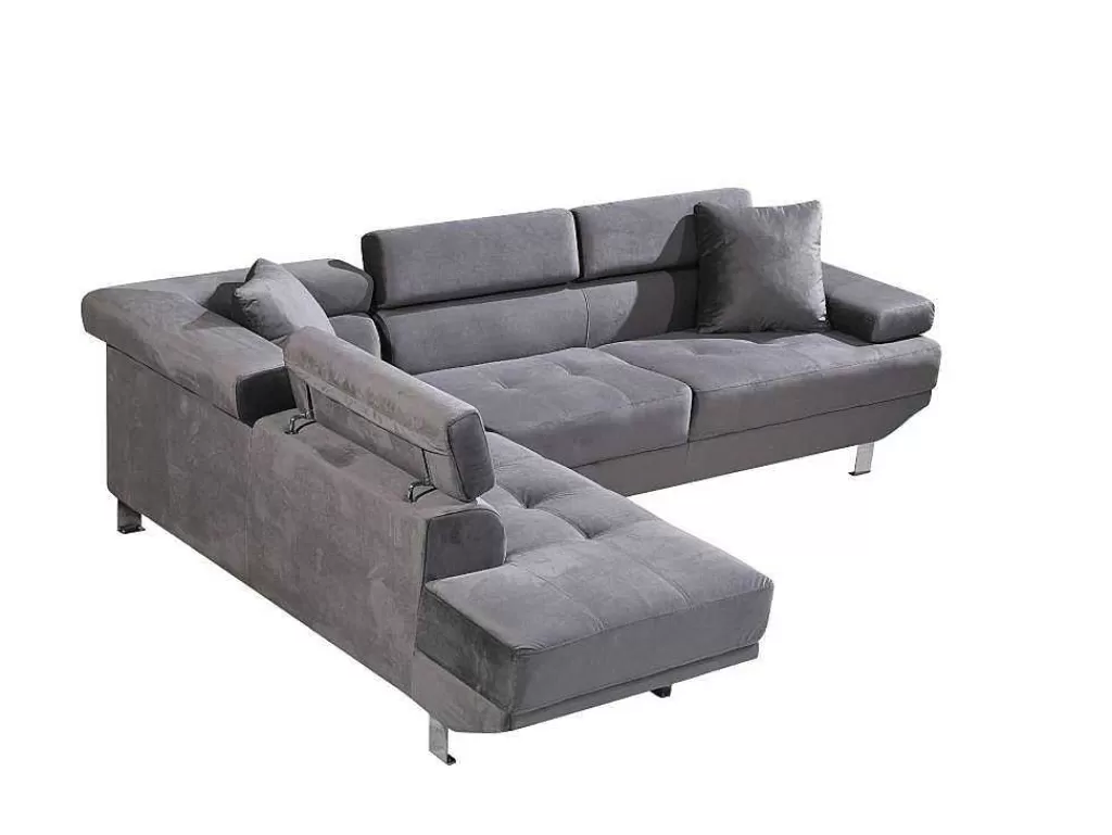 Sofá De Canto*Saldosystocks Sofá De Canto Chaise Longue Executive Cinza 262X190Cm Vista Frontal Lado Esquerdo